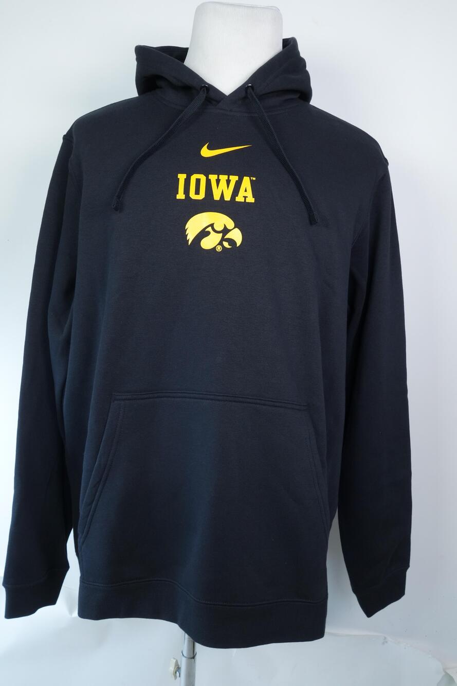 Iowa Hawkeyes Hoodie Mens XL Black NCAA Football Nike Club Fleece Sweatshirt